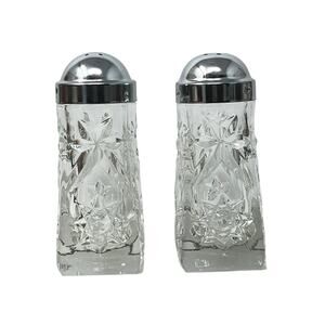 Vintage Anchor Hocking Clear Glass Crystal Salt & Pepper Shakers Prescut Pattern